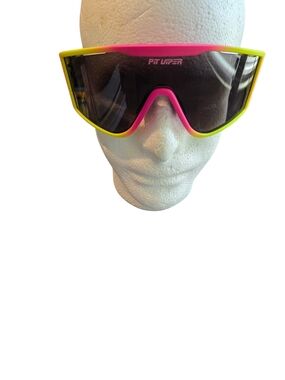 Pit Viper Neon Yellow & Hot Pink Shield Sunglasses
